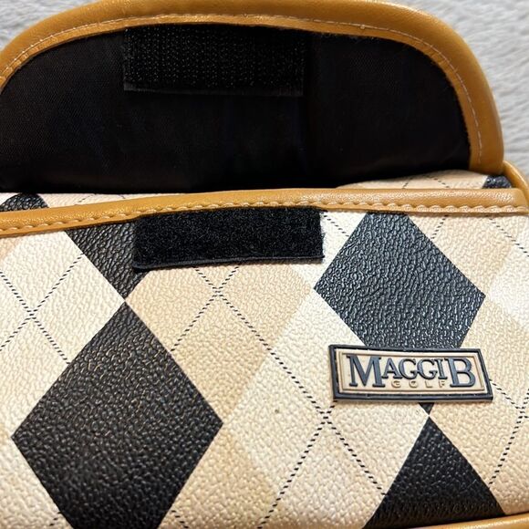 Maggi B Brown, Black, & Tan Argyle Golf Tee Bag - Picture 4 of 11
